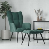 VidaXL Scaun de relaxare cu taburet, verde &icirc;nchis, catifea