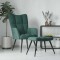vidaXL Scaun de relaxare cu taburet, verde &icirc;nchis, catifea 328086