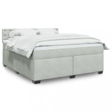 Gossi pat box spring cu saltea, gri deschis, 180x200 cm, catifea