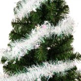 Beteală Crăciun Tinsel, Alb Irizat, Dimensiune 3m x 10cm, Oem