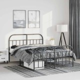 VidaXL Cadru pat metalic cu tăblie de cap/picioare, negru, 135x190 cm