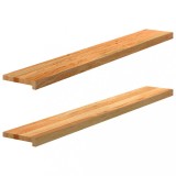 vidaXL Pervaz 2 buc lemn masiv de maro deschis 140x20x2 cm