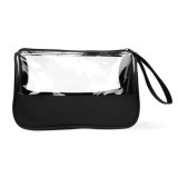 Borseta cosmetice pentru voiaj, Everestus, PS01, microfibra, pvc, negru, saculet de calatorie inclus