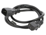 Cablu IEC C13 mamă la C14 tată PVC 1,2m negru 10A
