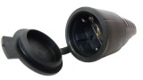 Priza neagra cupla cauciucata schuko 16A 250V cu capac IP44