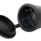 Priza neagra cupla cauciucata schuko 16A 250V cu capac IP44