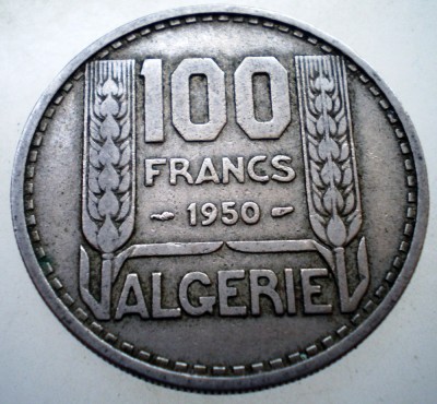 7.339 ALGERIA OCUPATIE FRANCEZA 100 FRANCS FRANCI 1950 foto