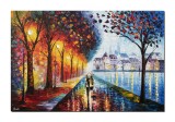 Cumpara ieftin Tablou indragostiti pe alee, pictat manual, O seara magica impreuna, 150x100cm ulei pe panza, gata de agatat pe perete