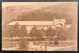 Baile Baltatesti Jud.Neamt 1912 - carton marmorat foarte frumos, printata, circulata la Buzau, timbru intact, stampile lizibile, Editura Saraga