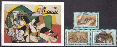 Antigua si Barbuda 1993 pictura Picasso MI 1854-1856 + bl.266 MNH foto