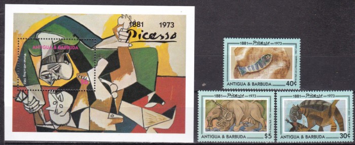 Antigua si Barbuda 1993 pictura Picasso MI 1854-1856 + bl.266 MNH