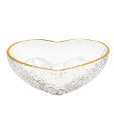 Bol elegant Pufo Gold Heart pentru servire alune, fistic, bomboane, fructe, gustari, 18 cm