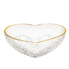 Bol elegant Pufo Gold Heart pentru servire alune, fistic, bomboane, fructe, gustari, 18 cm
