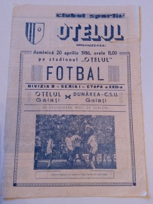 Program meci fotbal OTELUL GALATI - DUNAREA CSU GALATI (20.04.1986) foto