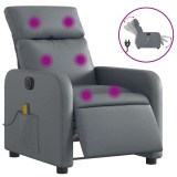 Cumpara ieftin Fotoliu de masaj electric rabatabil, gri, piele ecologica