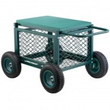 Carucior multifunctional pentru gradina cu sezut, 760&times;520&times;440 mm, Capacitate 181 kg, Otel, Roti gonflabile