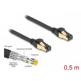 Cablu de retea RJ45 SFTP Cat.6A pentru exterior/uz industrial 0.5m Negru, Delock 80247