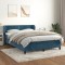 vidaXL Pat box spring cu saltea, albastru &icirc;nchis, 140x200 cm, catifea 3127437