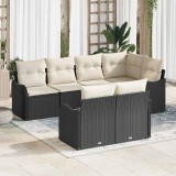 VidaXL Set de canapele pentru grădină cu pernă 7 pcs Negru Rattan poli