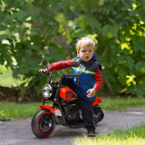HOMCOM Motocicleta Electrica pentru Copii 18-36 Luni, Motocicleta Jucarie din PP si Metal cu Roti Suplimentare si Far, Rosu si Negru