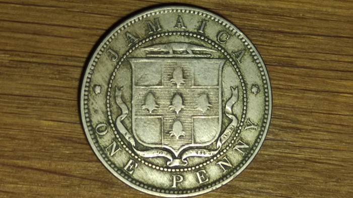 Jamaica - moneda de colectie foarte rara - 1 penny 1871 - Victoria - tiraj 120k - stare f buna !