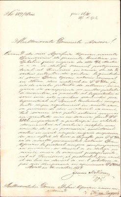 HST 269S Scrisoare semnată olograf mitropolit Ioan Metianu 1887 Arad foto