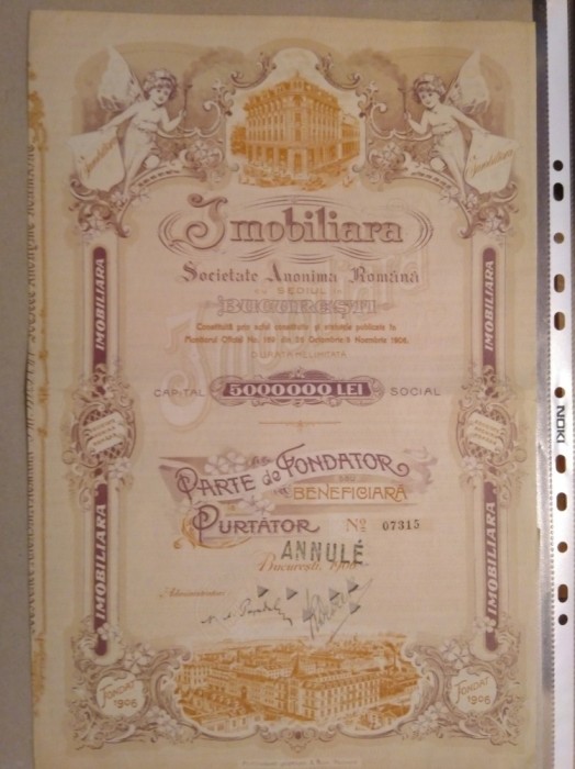 Actiuni vechi Imobiliara 1906 Okazii.ro