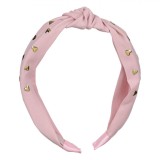 Bentiță Păr Copii Nod Inimi Aurii Roz, Textil, Fetițe, Accesorii Păr, Bentițe Fete, Roz/Auriu