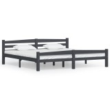 Cumpara ieftin Cadru de pat, gri inchis, 200x200 cm, lemn masiv de pin