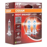 Set becuri halogen auto Osram H7 12V 55W Night Breaker Laser, 2 buc