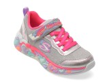 Cumpara ieftin Pantofi sport SKECHERS argintii, ETERNAL HEART LIGHTS, din material textil