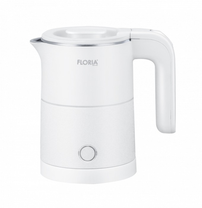 Fierbator electric Floria ZLN1735, Capacitate 500ml, Putere 1000W, Pereti dublii, Inox, Alb