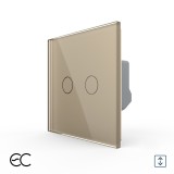 Cumpara ieftin Intrerupator dublu pentru draperie Livolo Touch ZigBee, sticla, auriu