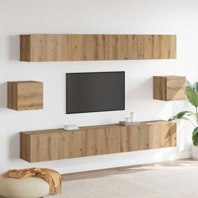 vidaXL Set comodă TV Pe perete 6 pcs Artizanat vechi 100 x 30 x 30 cm 3393440 foto
