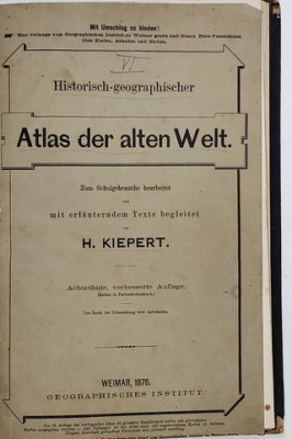 HISTORISCH - GEOGRAPHISCHER ATLAS DER ALTEN WELT von H. KIEPERT , 1878 foto