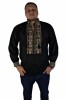 Bluza tip ie barbati BB24, negru/bej , marimea XL, Bumbac, La baza gatului