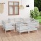 vidaXL Set mobilier de grădină, 9 piese, alb, lemn masiv de pin 3082433