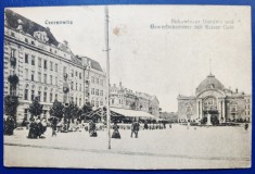 Bucovina - Cernauti - Czernowitz Bukowinaer Handels und Geverbekammer mit Kaiser Cafe - printata, necirculata, animata