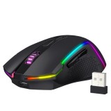 Mouse gaming wireless si bluetooth Redragon Trident negru iluminare RGB