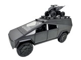 Macheta Tesla Cybertruck Camper cenusiu cu ATV 1:24 replica metal lumini si sunete deschidere compartiment