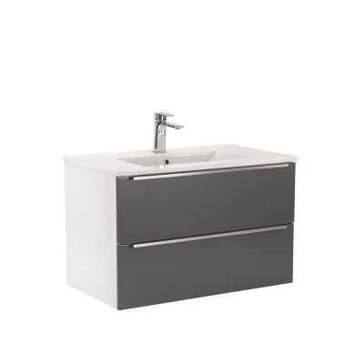 Dulap inferior Vario Trim 80 cu lavoar alb-antracit foto