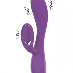 Vibrator Iepuras Dahlia, 10 Moduri Vibratii, Silicon Lichid, USB, Violet, 19.5 cm, Mokko Toys, Velvet Obsession