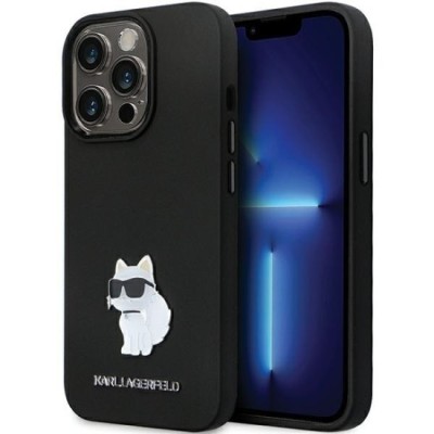 Husa pentru iPhone 14 Pro Max - Karl Lagerfeld Silicone (KLHCP14XSMHCNPK) - Choupette Metal Pin foto