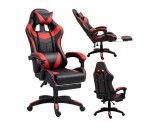 Scaun pentru gaming rotativ cu suport pentru picioare, negru / rosu, Lean 30554