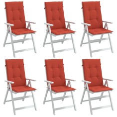 vidaXL Perne scaun spătar &icirc;nalt, 6 buc. melanj roșu 120x50x4 cm textil 4002432