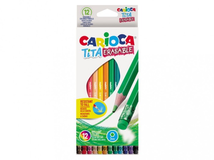 Creioane color cu guma Tita Erasable Carioca 12/set