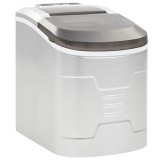 Aparat cuburi gheata vidaXL, 2.4L, 15kg/24h, argintiu, productie rapida, alarma nivel apa/compartiment plin, afisaj LED