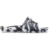 Papuci Classic Crocs Marbled Slide Alb - White/Black, 36, 38, 39, 43, 45, 46, 48