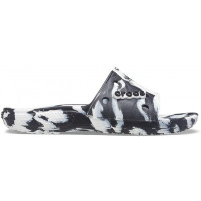 Papuci Classic Crocs Marbled Slide Alb - White/Black foto