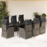 Gossi set mobilier gradina cu perne, 9 piese, gri, poliratan